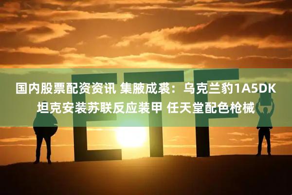 国内股票配资资讯 集腋成裘：乌克兰豹1A5DK坦克安装苏联反应装甲 任天堂配色枪械